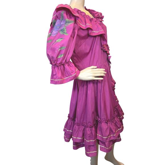 VTG Fancy Square Dance Dress Full Circle Skirt SZ 10 Rockabilly Fairy Victorian - Picture 4 of 16